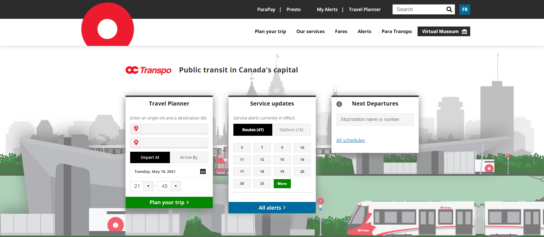 OC Transpo homepage